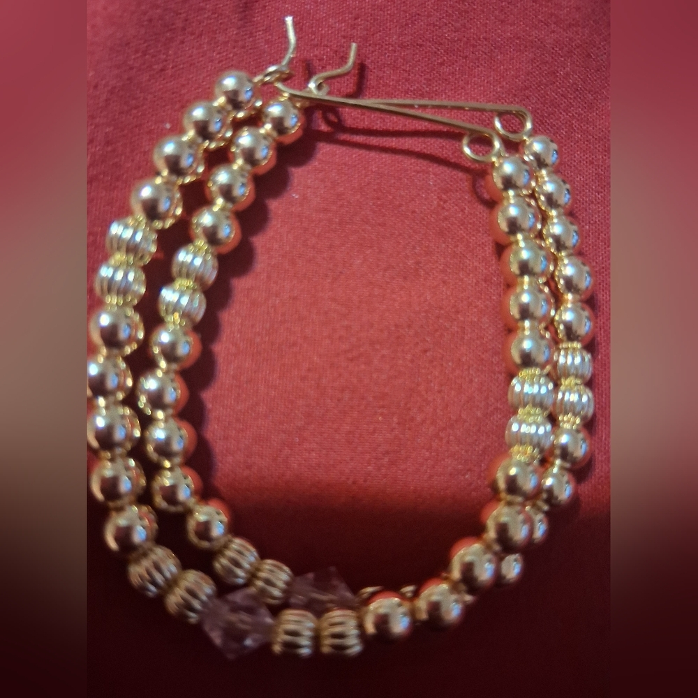 Elegant Gold and Purple Beaded Bracelet